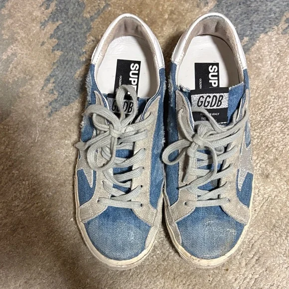 Golden Goose Denim Blue and Light Gray Sneakers